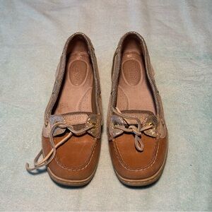 Sperry Top-Sider Boat Shoes Women’s 8M Tan Gold Metallic Leather Loafers